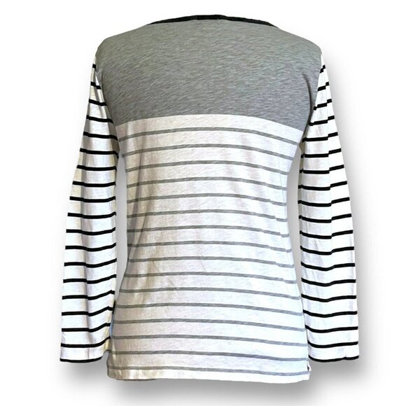 J Crew Womens Colorblock Stripe Tee Sz S Gray White Nautical Preppy Coastal Top - Picture 5 of 6